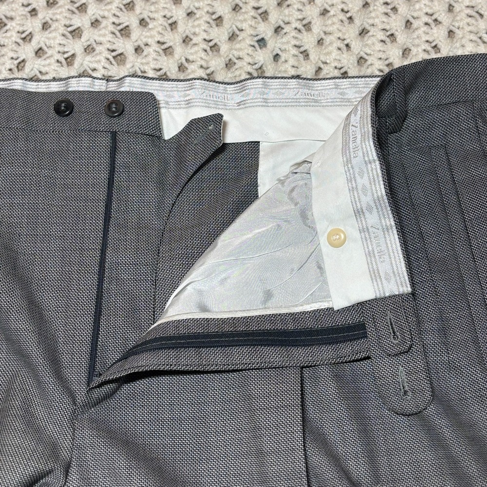 Zanella Nordstrom Gray Microdots Wool Dress Pants Slacks 48x32 Trousers‎ Italy - Picture 6 of 11